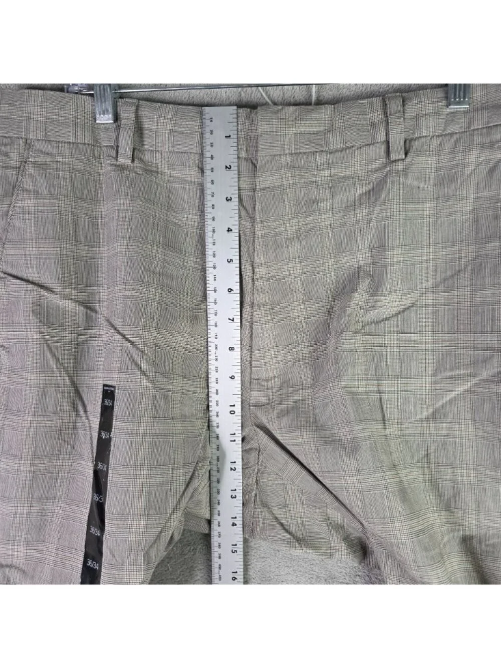 Mens Banana Republic Gray Plaid Cotton Dress Pants Flat Front Classic Fit 36x34